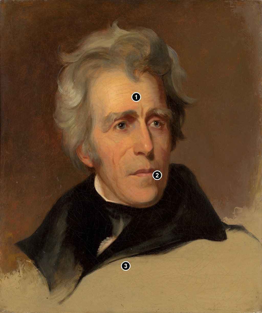 Annotated details from Andrew Jackson by Thomas Sully